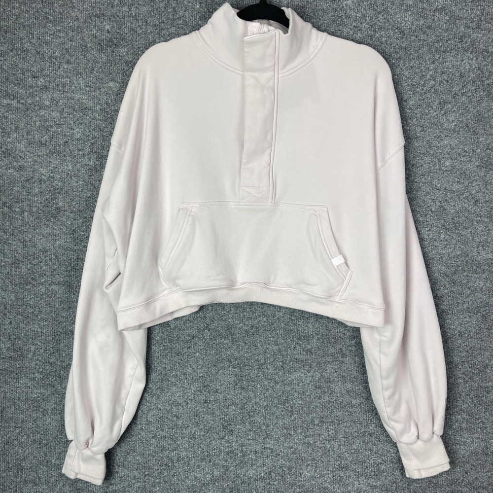 POPFLEX Ooey Gooey Half Zip Sweater Pullover Womens S/M Pink Good Cropped